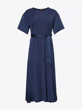 Weekend MaxMara belt-tie flared-hem stretch-woven blend midi dress